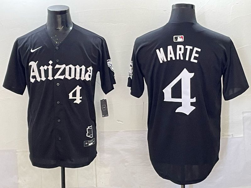 Men 2025 Arizona Diamondback #4 Marte black Joint Name Nike MLB Jersey style 002